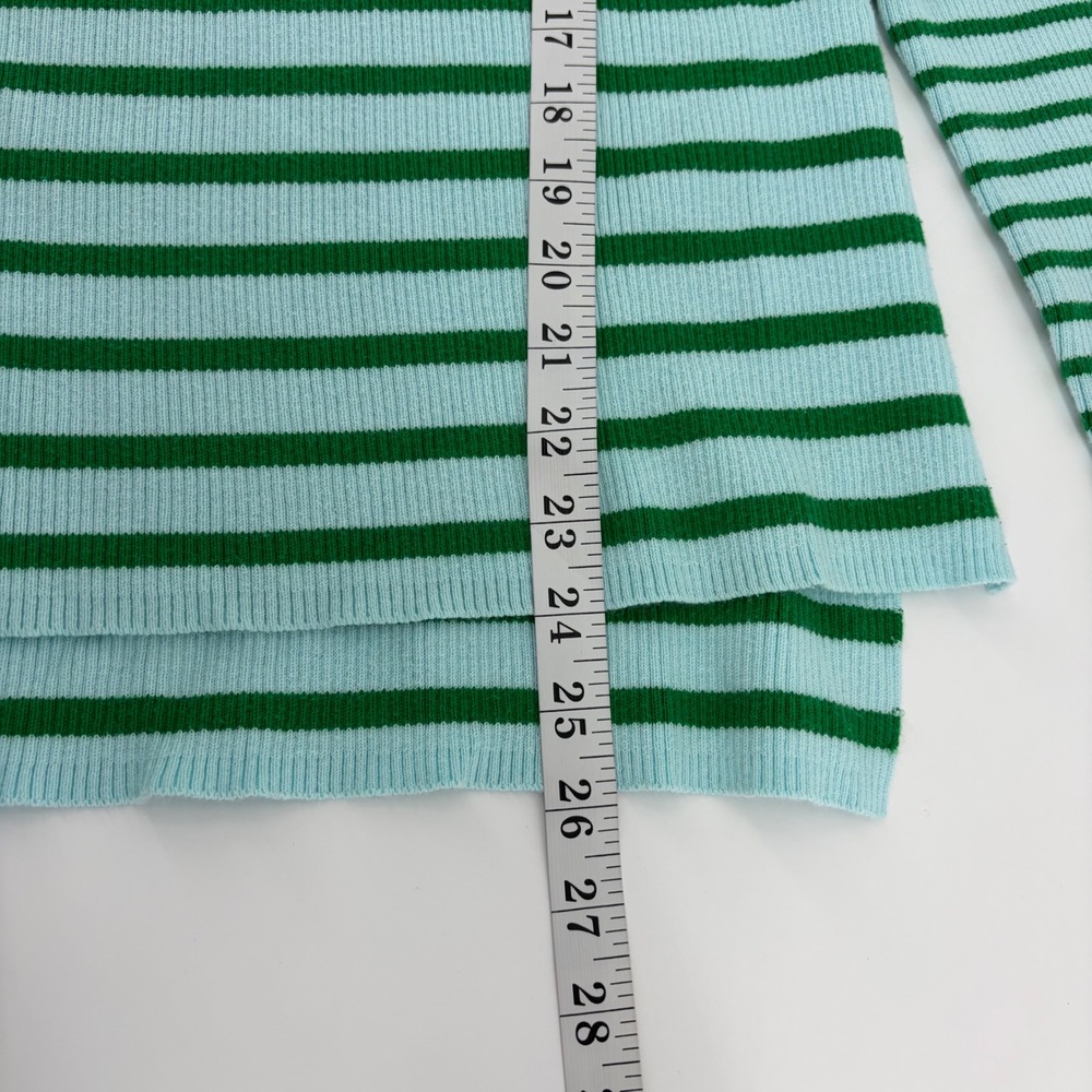 Liz Claiborne Womens L Blue Green Striped Sweater Ribbed Boat Neck Long Sleeve - Picture 5 of 5
